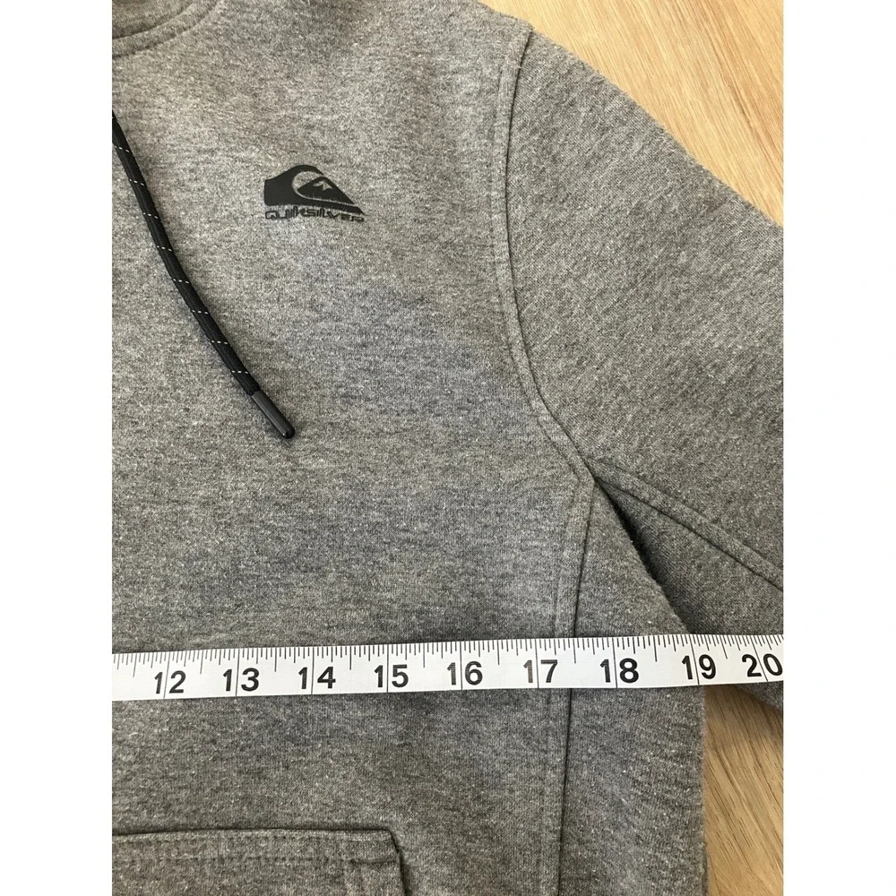 Quiksilver Gray Fleece Lined Hoodie‎ Pullover Pocket Logo Men's S